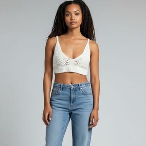 Boohoo White Crochet Crop Top Bralette Size 12
